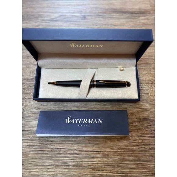 Waterman Expert Ballpoint Pen Black Gold Trim New in Box Branded Gift Executive - Picture 1 of 4